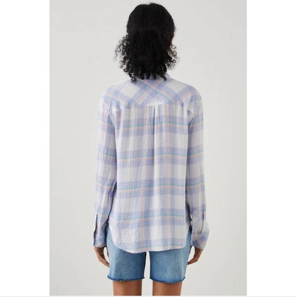 RAILS Plaid Brady in White Periwinkle Peach Size Large - Picture 4 of 9